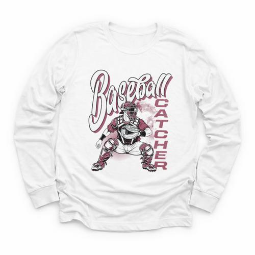 Baseball Catcher Gear Home Plate Premium Tri-Blend Youth Long Sleeve Tee - Sportilla