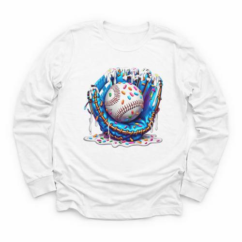 Baseball Drip For Boys Ice Cream Drip Youth Baseball Boys Premium Tri-Blend Youth Long Sleeve Tee - Sportilla