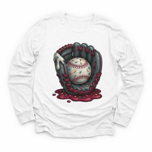 Baseball Drip Team For Boys And Girls Ice Cream Cool Premium Tri-Blend Youth Long Sleeve Tee - Sportilla