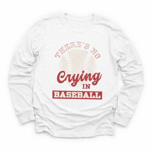 Baseball Game Day There Is No Crying In Baseball Youth Long Sleeve Tee - Sportilla