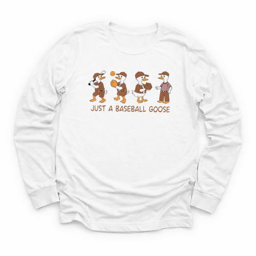 Baseball Goose Baseball Silly Goose Game Day Sports Youth Long Sleeve Tee - Sportilla