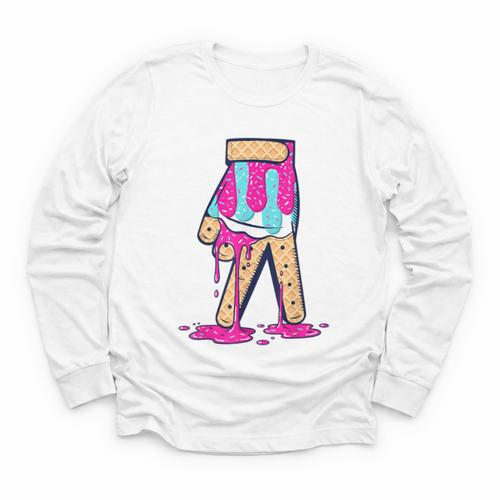Baseball Ice Cream Drip Boys Glove Sprinkles Baseball Lover Youth Long Sleeve Tee - Sportilla