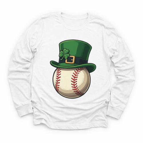 Baseball Leprechaun Hat Saint Patrick Retro Youth Long Sleeve Tee - Sportilla