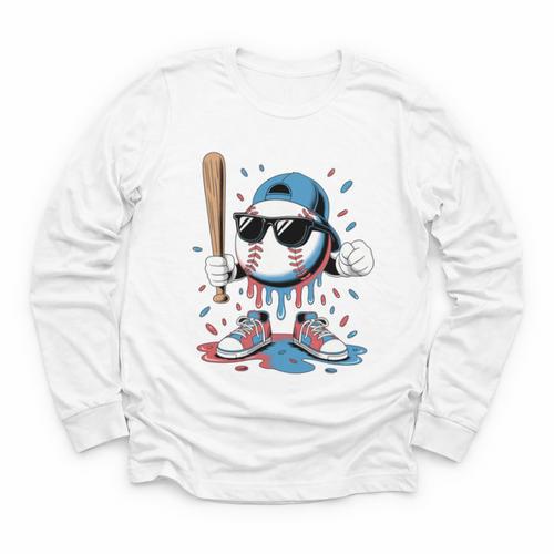 Baseball Lifestyle Apparel Youth Baseball Ice Cream Drip Youth Long Sleeve Tee - Sportilla