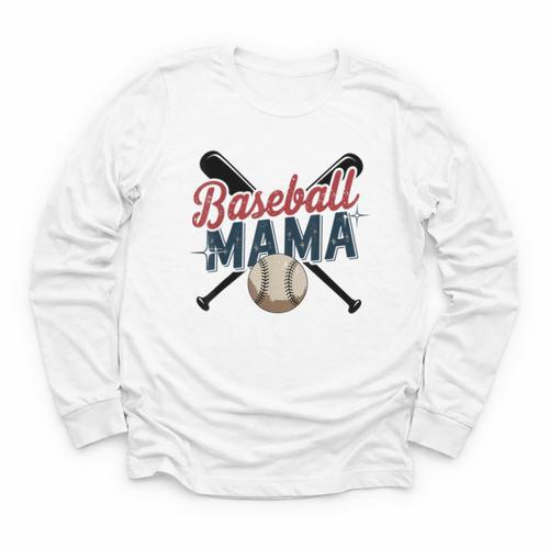 Baseball Mama Squad Proud Sports Mom Game Day Youth Long Sleeve Tee - Sportilla