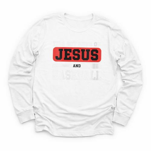 This Boy Runs On Jesus And Baseball Christian Baseball Youth Long Sleeve Tee - Sportilla