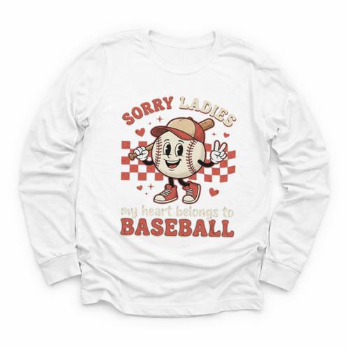 Boys & Women Men Baseball Valentine With Hearts Sporty Love Youth Long Sleeve Tee - Sportilla