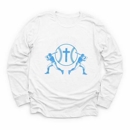 Boys Baseball Christian-Shirt Softball I Can Do All Things Youth Long Sleeve Tee - Sportilla