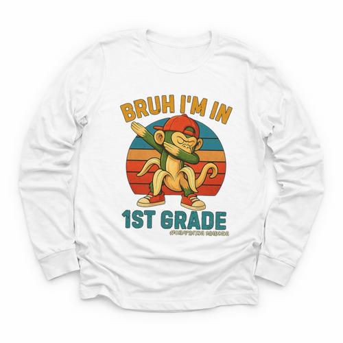 Bruh I’m In 1st Grade Italian Brainrot Meme Back To School Premium Tri-Blend Youth Long Sleeve Tee - Savourry