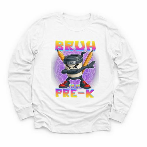 Bruh I'm In Pre-K Back To School Italian Brainrot Premium Tri-Blend Youth Long Sleeve Tee - Savourry