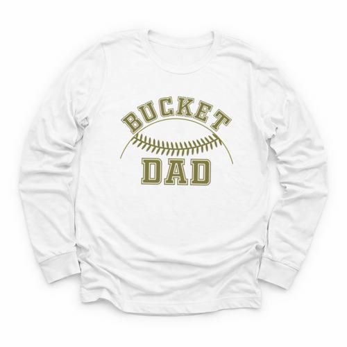 Bucket Dad Softball Dad Baseball Player Dad Youth Long Sleeve Tee - Sportilla