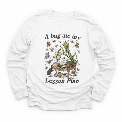 Bug Lover Insect Back To School A Bug Ate My Lesson Plan Youth Long Sleeve Tee - Savourry