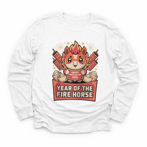 Chinese New Year 2026 Fire Horse Celebration Raglan Baseball Tee Youth Long Sleeve Tee - Sportilla