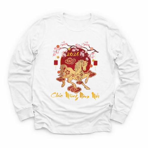 Chuc Mung NAM Moi 2026 Vietnamese Lunar New Year Of Horse Raglan Baseball Tee Youth Long Sleeve Tee - Sportilla