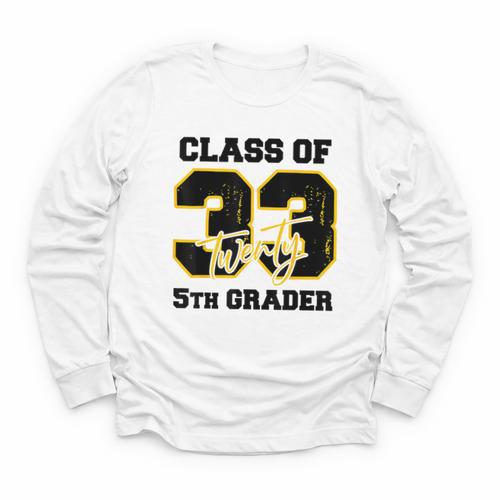 Class Of 2033 5th Grader Elementary School Back To School Youth Long Sleeve Tee - Savourry