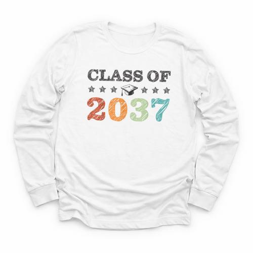 Class Of 2037 Grow With Me Back To School Graduation Youth Long Sleeve Tee - Savourry
