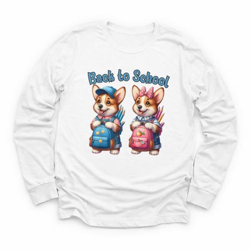 Corgi Dog Student To School Happy Back To School Youth Long Sleeve Tee - Savourry