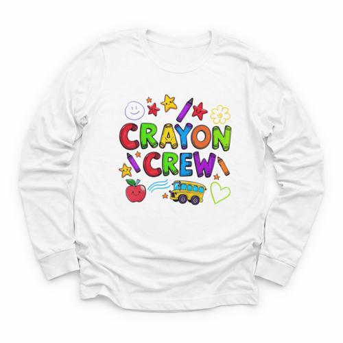 Crayon Crew Cute Back To School Youth Long Sleeve Tee - Savourry