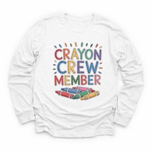Crayon Crew Member Back To School Coloring Art Classes Youth Long Sleeve Tee - Savourry