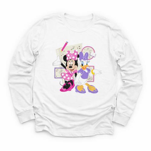 Disney Minnie & Daisy Back To School Best Friends BFFs Youth Long Sleeve Tee - Savourry