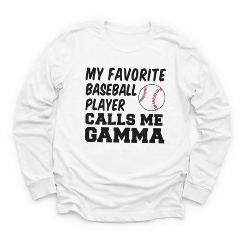 My Favorite Baseball Player Calls Me Gamma Youth Long Sleeve Tee - Sportilla