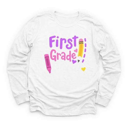 First Grade Diva Welcome Back To School 1st Grade Kids Performance Youth Long Sleeve Tee - Savourry