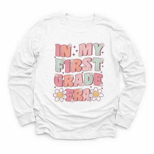 In My First Grade Era Cute Groovy 1st Grade Back To School Youth Long Sleeve Tee - Savourry