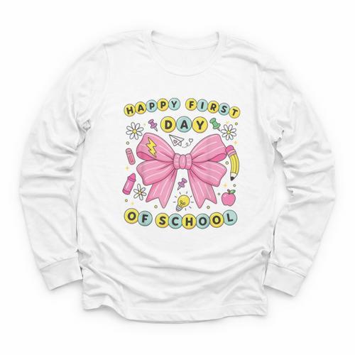 Friendship Bracelet Coquette Bow Back To School Girl Kids Youth Long Sleeve Tee - Savourry