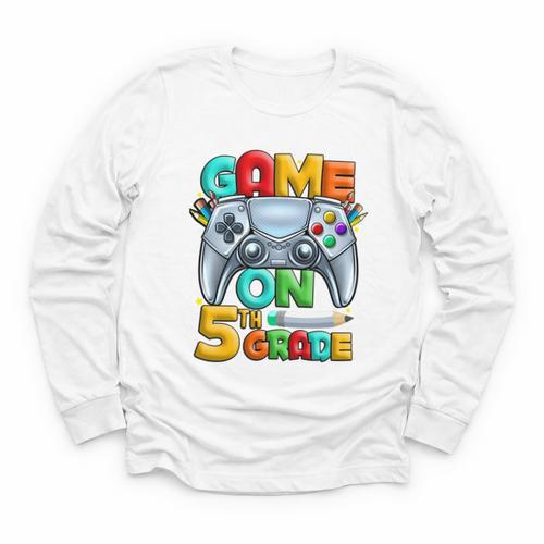 Game On 5th Grade Back To School 5th Grade Level Unlocked Performance Youth Long Sleeve Tee - Savourry