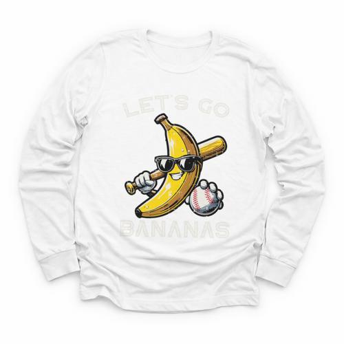 Lets Go Bananas Baseball Retro Sports Boys Kids Men Youth Premium Tri-Blend Youth Long Sleeve Tee - Sportilla