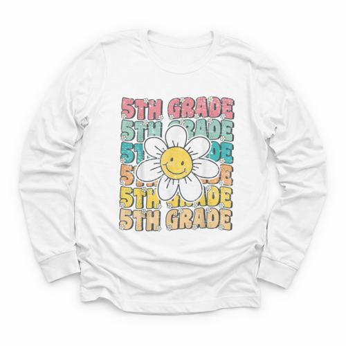 Groovy 5th Grade Back To School First Day Of Fifth Grade Youth Long Sleeve Tee - Savourry