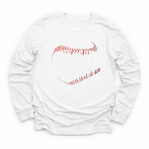 Hit Hard Run Fast Turn Left Baseball Player & Fan Premium Tri-Blend Youth Long Sleeve Tee - Sportilla