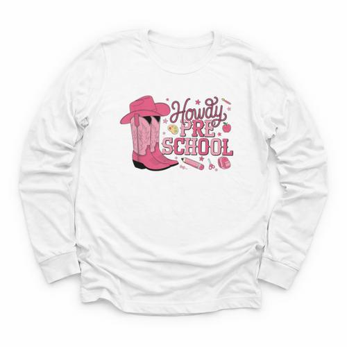 Howdy Preschool Back To School Western Cowboy Cowgirls Pre-K Youth Long Sleeve Tee - Savourry