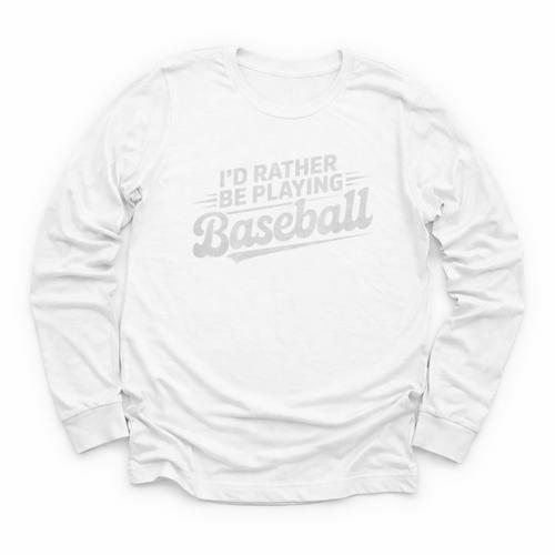 I'd Rather Be Playing Baseball Player Coach Fan Game Day Tee Premium Tri-Blend Youth Long Sleeve Tee - Sportilla