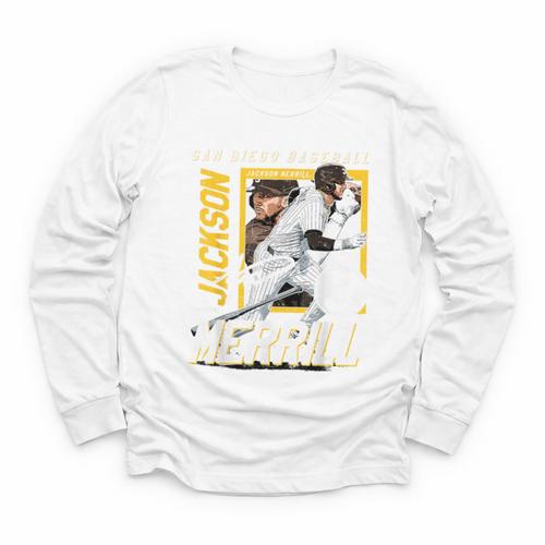 Jackson Merrill San Diego MLB Baseball Player MLBJME203M Youth Long Sleeve Tee - Sportilla