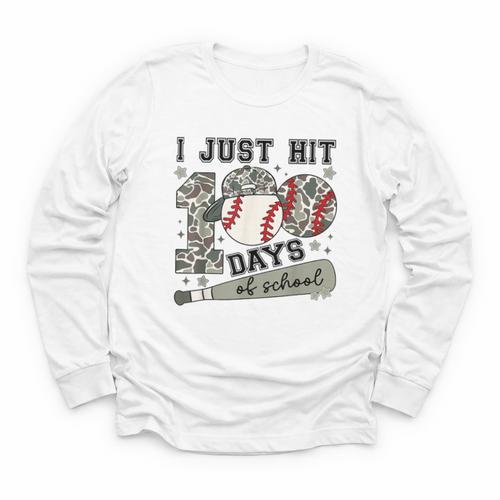I Just Hit 100 Days Of School Teacher Baseball Boys Kids Youth Long Sleeve Tee - Sportilla