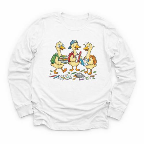 Kindergarten 1st Grade Goose Back To School Boys Youth Long Sleeve Tee - Savourry