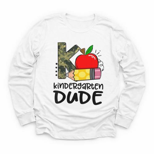 Kindergarten Dude Student Kindergarten Squad Back To School Youth Long Sleeve Tee - Savourry