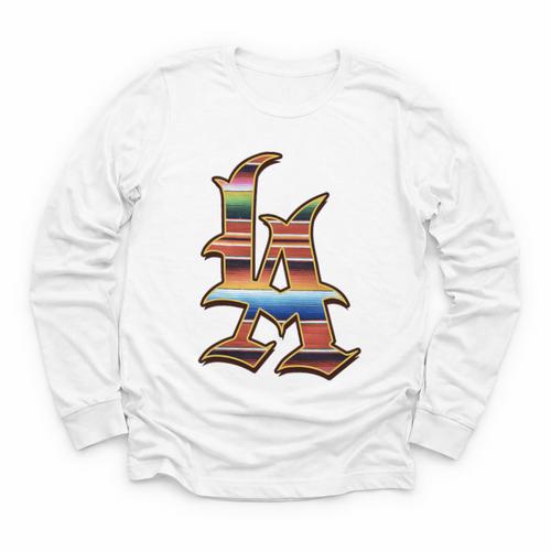 LA Sarape Los Angeles LA Sarape East LA Baseball Mexican Premium Tri-Blend Youth Long Sleeve Tee - Sportilla