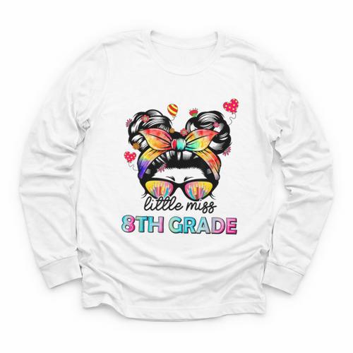 Little Miss Eighth Grade Back To School 8th Grade Girls Youth Long Sleeve Tee - Savourry