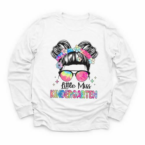 Little Miss Kindergarten Girls Kids Back To School Kinder Youth Long Sleeve Tee - Savourry