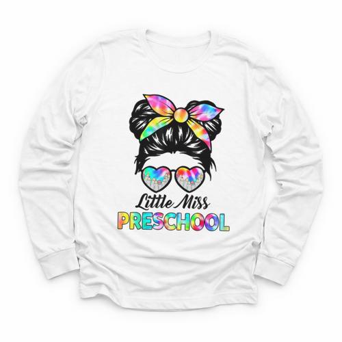 Little Miss Preschool First Day Back To School Girls Kids Youth Long Sleeve Tee - Savourry