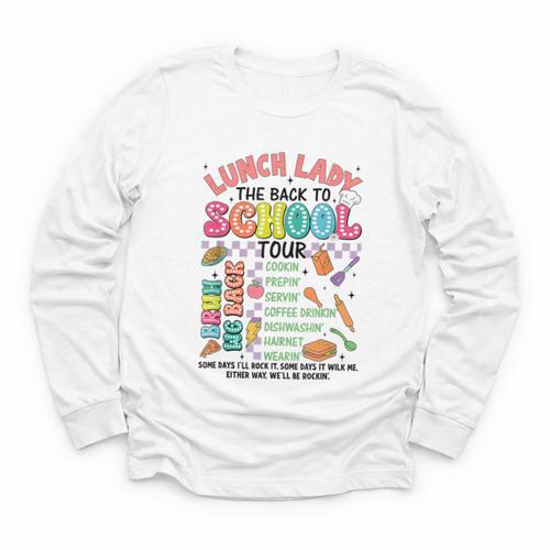 Lunch Cafeteria Crew Lady Back To School Tour Youth Long Sleeve Tee - Savourry