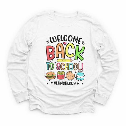 Lunch Lady Welcome Back To School 1st Day Of School Youth Long Sleeve Tee - Savourry
