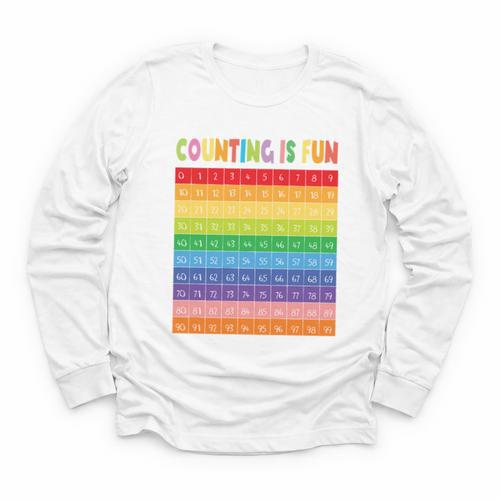 Numbers Learning Cute Numbers 0-100 Back To School Counting Youth Long Sleeve Tee - Savourry