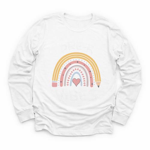 Pre-K Vibes Pencil Rainbow Back To School Boys Girls Kids Premium Tri-Blend Youth Long Sleeve Tee - Savourry
