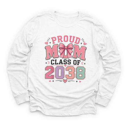 Proud Mom Class Of 2038 Retro Kindergarten Back To School Youth Long Sleeve Tee - Savourry