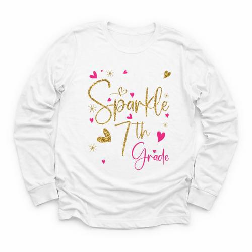 Ready To Sparkle 7th Grade Back To School For Girls Performance Youth Long Sleeve Tee - Savourry