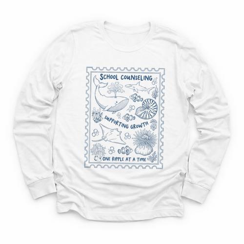 School Counselor Ocean Guidance Counselor Back To School Youth Long Sleeve Tee - Savourry