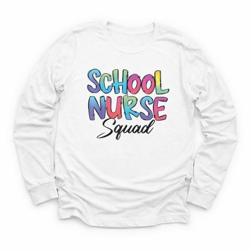 School Nurse Squad Tie Dye Back To School Appreciation Youth Long Sleeve Tee - Savourry